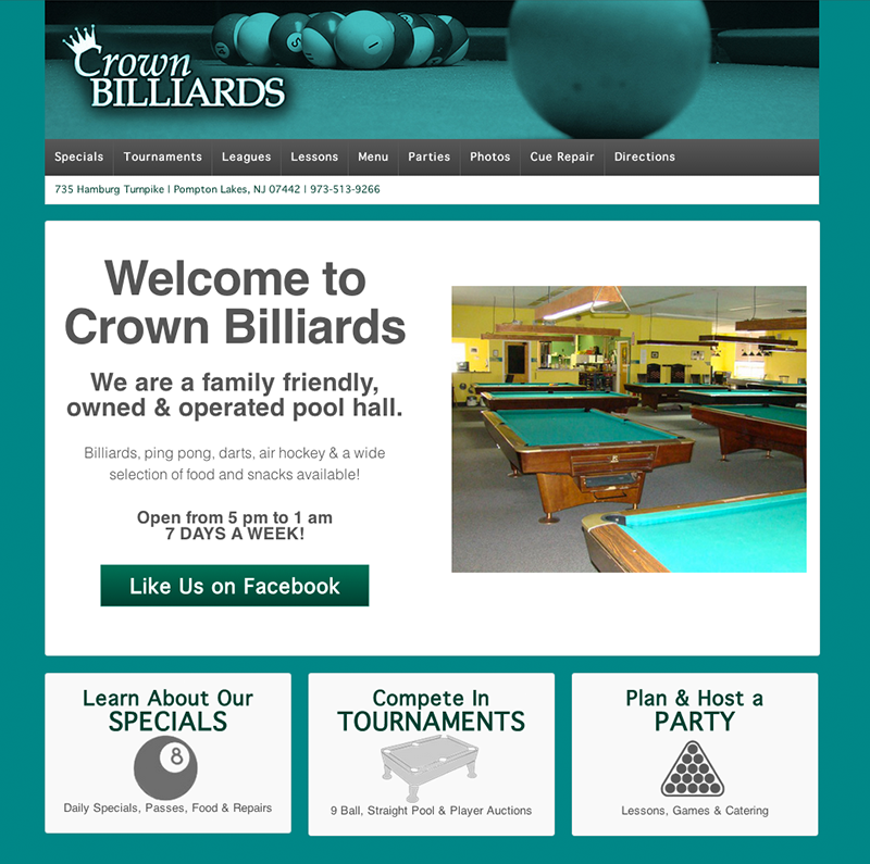 Crown Billiards website